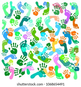 prints of feet and hands vector illustration
