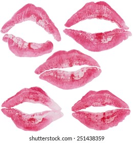 Prints of female lips, cherry