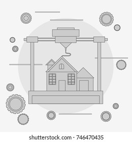 Prints a house concept, 3D modeling