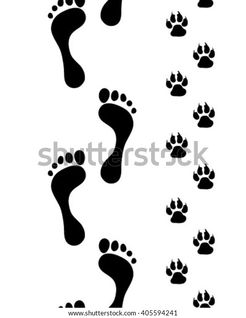 Prints Human Feet Cat Pawsseamless Vector Stock Vector (Royalty Free ...