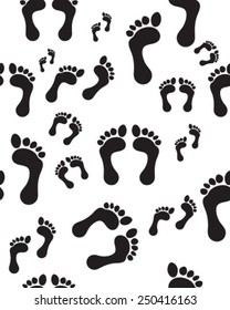 Prints of human feet, seamless vector wallpaper