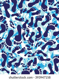 Prints of human feet, seamless vector wallpaper,Camouflage pattern
