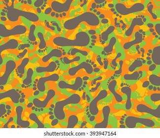 Prints of human feet, seamless vector wallpaper,Camouflage pattern
