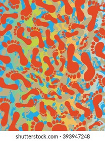Prints of human feet, seamless vector wallpaper,Camouflage pattern
