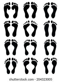 Prints of human feet, vector