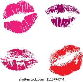 prints of lips with red lipstick