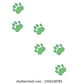 The prints of the paws of an animal, cat, dog, bear, pet. Path. Vector illustration