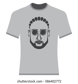 Prints T-shirts with the image of hipsters, afro-hipsters and bearded.