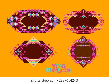 PrintSet of Mexican patterns. Ethnic elements. Tribal geometric ornament. Vector.