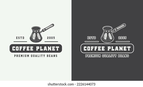 PrintSet of vintage retro coffee emblem, logo, badge, label. mark, poster or print. Monochrome Graphic Art. Vector Illustration. Engraving	
