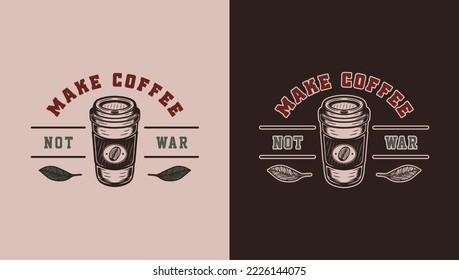 PrintSet of vintage retro coffee emblem, logo, badge, label. mark, poster or print. Monochrome Graphic Art. Vector Illustration. Engraving	
