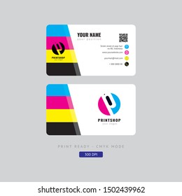 Printshop minimalist elegant colorful business card template cmyk mode 