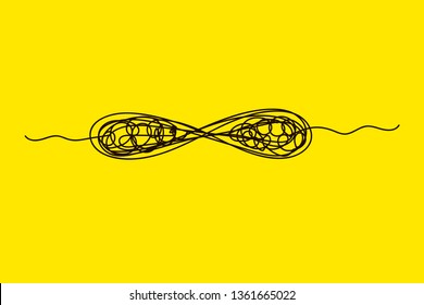 PrintSolution of endless problems, infinity sign with exit, psychotherapy icon. Vector illustration