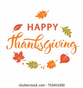 PrintThanksgiving Day background with frame and lettering. Vector illustration.