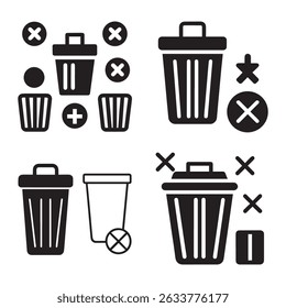 PrintTrash bin icons set, Bin icon, delete icon button,Office trash icon,garbage icon vector design,Trash can open icon, delete sign and symbol