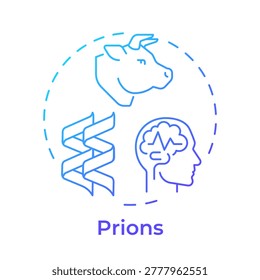 Prions blue gradient concept icon. Infectious proteins, neurodegenerative diseases. Genetic material. Round shape line illustration. Abstract idea. Graphic design. Easy to use in brochure, article