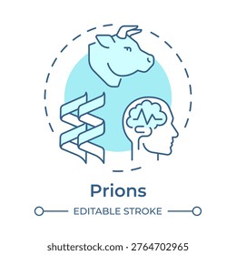 Prions soft blue concept icon. Infectious proteins, neurodegenerative diseases. Genetic material. Round shape line illustration. Abstract idea. Graphic design. Easy to use in brochure, article