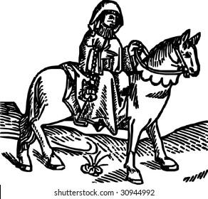 La carpintería (Cuentos Canterbury de Geoffrey Chaucer, de la Edición de Caxton de 1485) - ilustración vectorial aislada