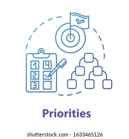 Priorities concept icon. Urgent project. Self-building and development. Taking on opportunities. Goal setting idea thin line illustration. Vector isolated outline RGB color drawing. Editable stroke