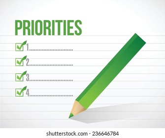 priorities notepad list illustration design over a white background