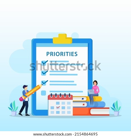 Priorities vector illustration. Work planning and management to boost your efficiency.