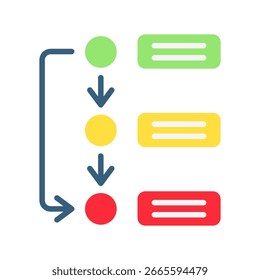 Priorizar color plano mini icono de ilustración. Uso Para El Concepto Moderno, Impresión, Ui, Ux Kit, Web Y Desarrollo De App. Vector Relacionado Con La Oficina, La Educación, El Examen Y Más