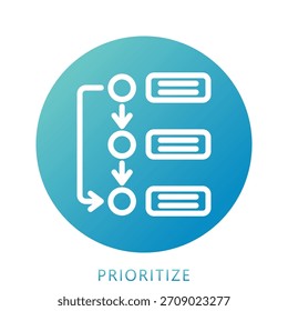 Priorizar icono Icono Mini Icono de ilustración. Uso Para El Concepto Moderno, Impresión, Ui, Ux Kit, Web Y Desarrollo De App. Vector Relacionado Con La Oficina, La Educación, El Examen Y Más