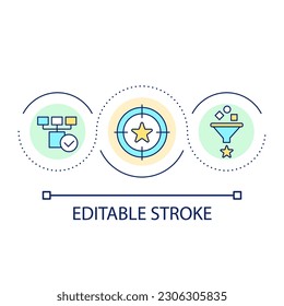 Prioritize information loop concept icon. Content hierarchy. Important info. Website design abstract idea thin line illustration. Isolated outline drawing. Editable stroke. Arial font used