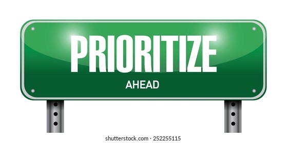 prioritize road sign illustration design over a white background