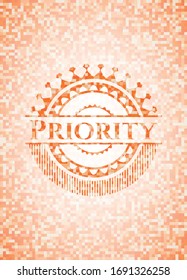 Priority abstract orange mosaic emblem