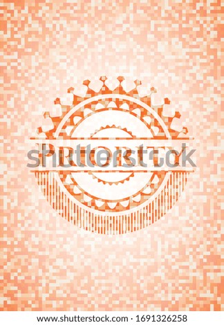 Priority abstract orange mosaic emblem