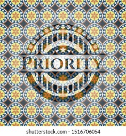 Priority arabesque badge. arabic decoration.