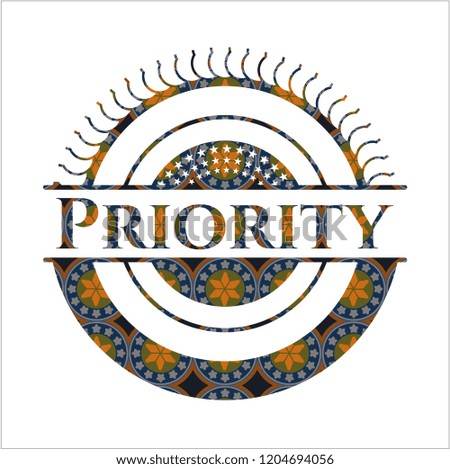 Priority arabesque badge. arabic decoration.