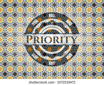  Priority arabesque emblem. arabic decoration.