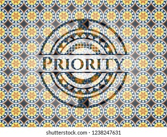 Priority arabesque emblem background. arabic decoration.