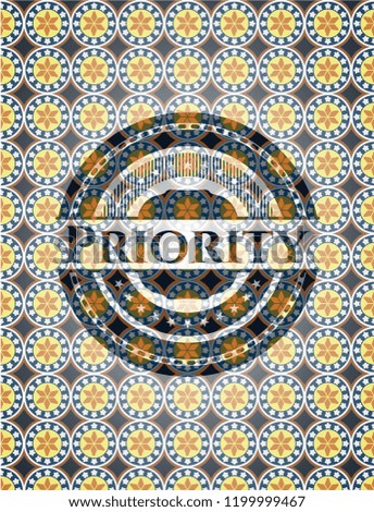 Priority arabesque emblem background. arabic decoration.
