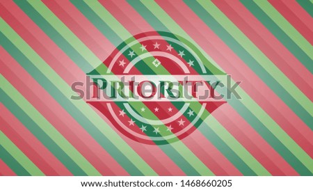 Priority christmas badge. Vector Illustration. Detailed.