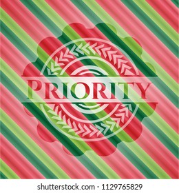 Priority christmas colors emblem.