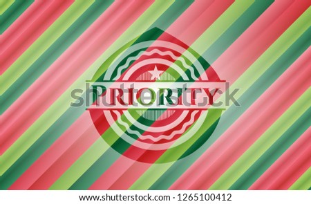 Priority christmas colors emblem.