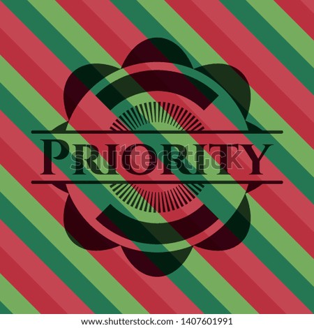 Priority christmas colors style badge. Vector Illustration. Detailed.