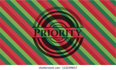 Priority christmas style emblem.