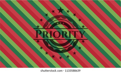 Priority christmas style emblem.