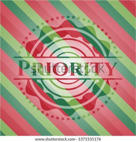 Priority christmas style emblem.