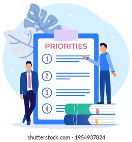 Priority concept vector illustration. An important agenda for doing Planning and work management to increase your efficiency. Checklist with priority objectives and urgency selection process
