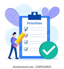 Priority concept vector illustration. An important agenda for doing Planning and work management to increase your efficiency. Checklist with priority objectives and urgency selection process