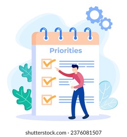 Priority concept vector illustration. An important agenda for doing Planning and work management to increase your efficiency. Checklist with priority objectives and urgency selection process