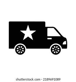 Icono de estrella de camión de entrega prioritaria | Ilustración del vector negro |