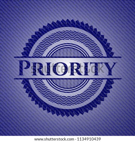Priority emblem with denim high quality background
