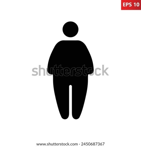Priority facilities for obese people icon. Vector illustration of symbol isolated on white background. Standing obese man. Priority access for fat people.
