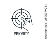 Priority goal, task. Vector linear icon isolated on white background.